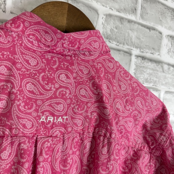 Ariat Wester Wear Hot Pink Paisley AOP Long Sleeve Button Down Shirt Mens MEDIUM - Picture 6 of 9
